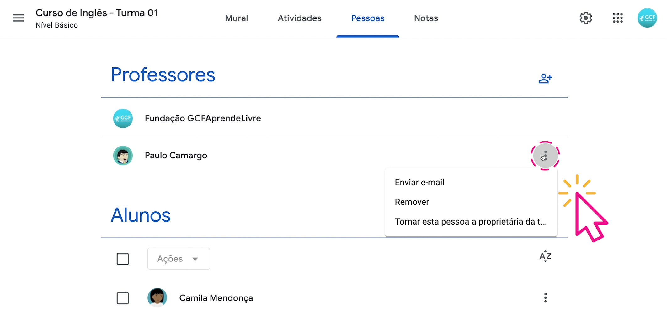 Como editar as funções do professor auxiliar no google sala de aula - imagem1